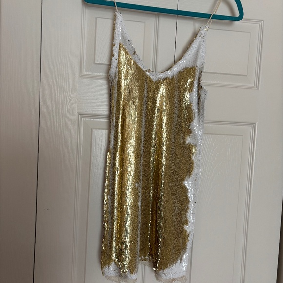 Free People Gold Rush Sequin Mini Dress - Picture 1 of 6